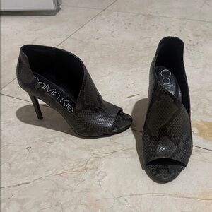 Calvin Klein Black Snakeskin Heels